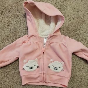 Pink cat sweatshirt, zip up, 3m